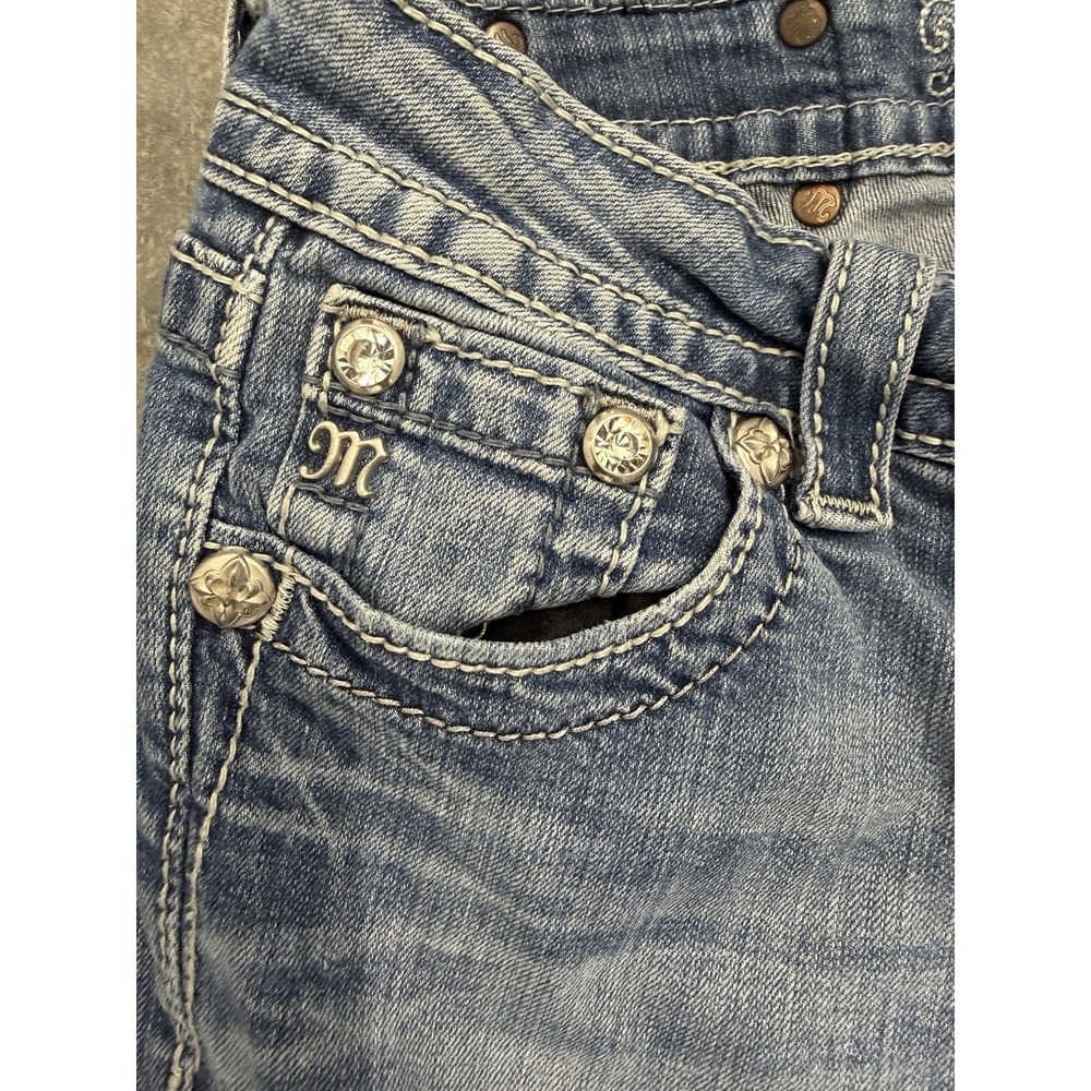 Miss Me Skinny Jeans Size 26 Dark Wash Embellished Pockets 32 Inseam JP578352 - Picture 2 of 11